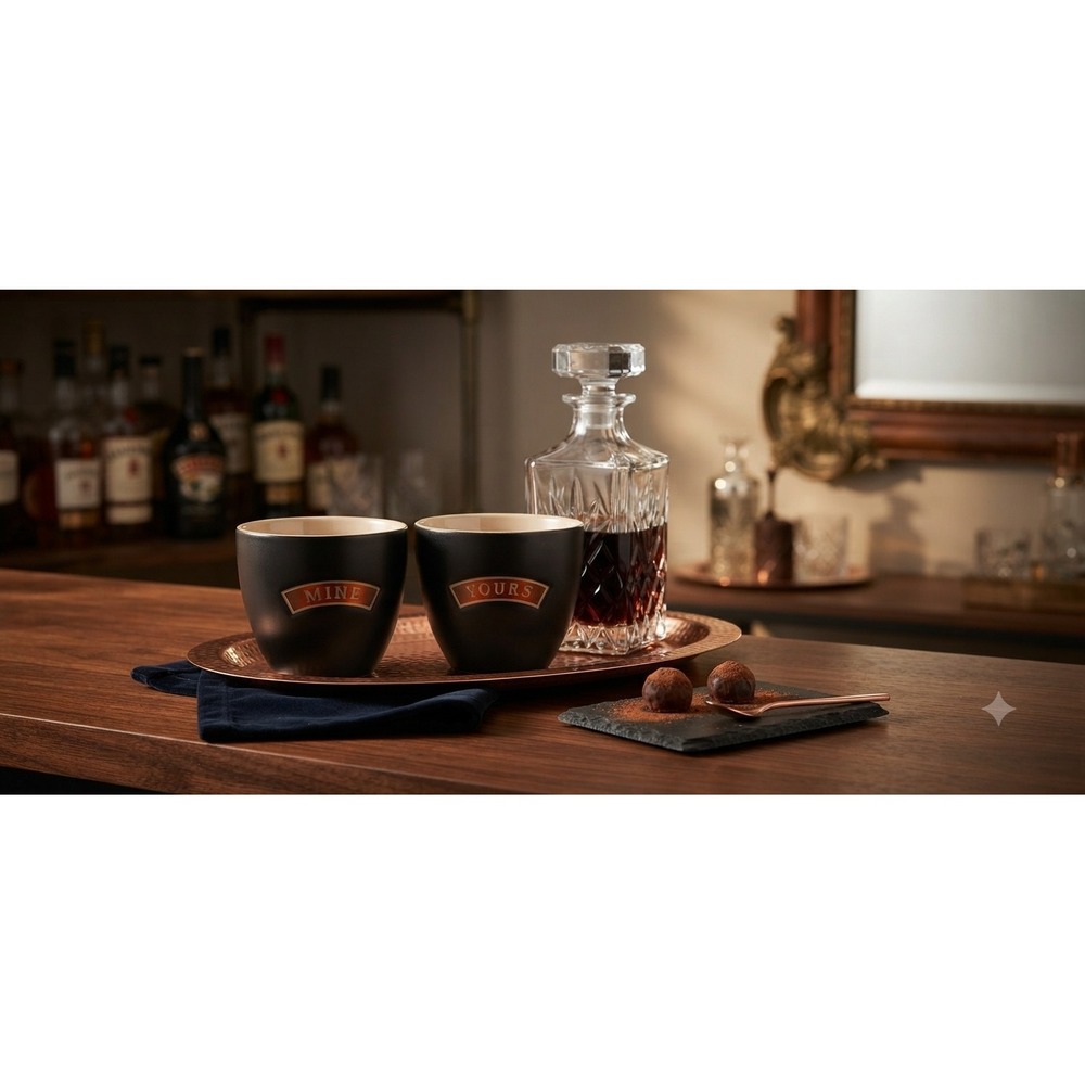 Baileys Irish Cream Mine and Yours Matte Black Ceramic Tumbler Cup Set of 2